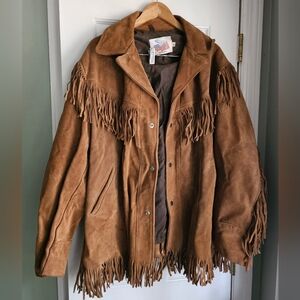 Vintage men’s genuine suede fringe jacket Western 70s HIPPIE RANCHER EXCELLED XL
